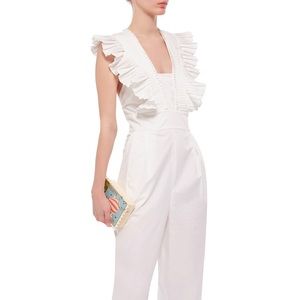 Tibi Flamenco Pleated Cotton Culottes Jumpsuit